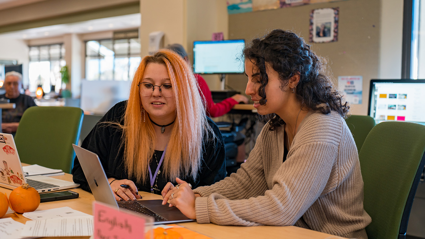 Students working at the Writing Center